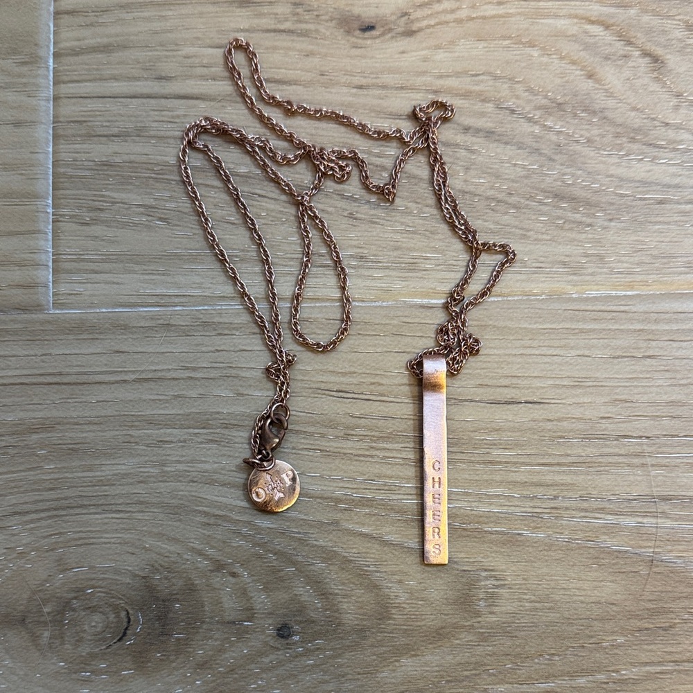 Rose Gold Cheers Bar Necklace